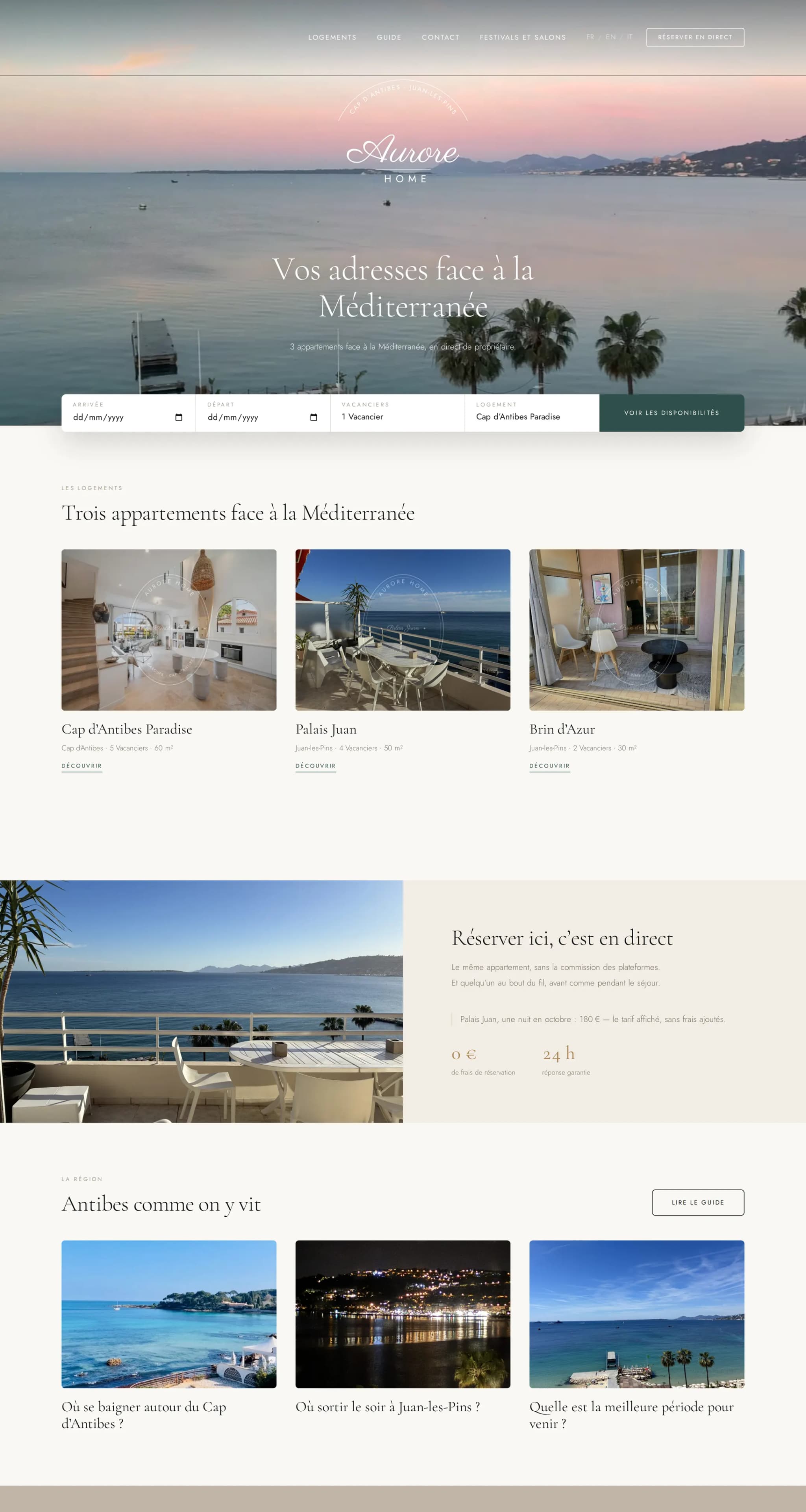 Le site aurorehome.fr sur ordinateur