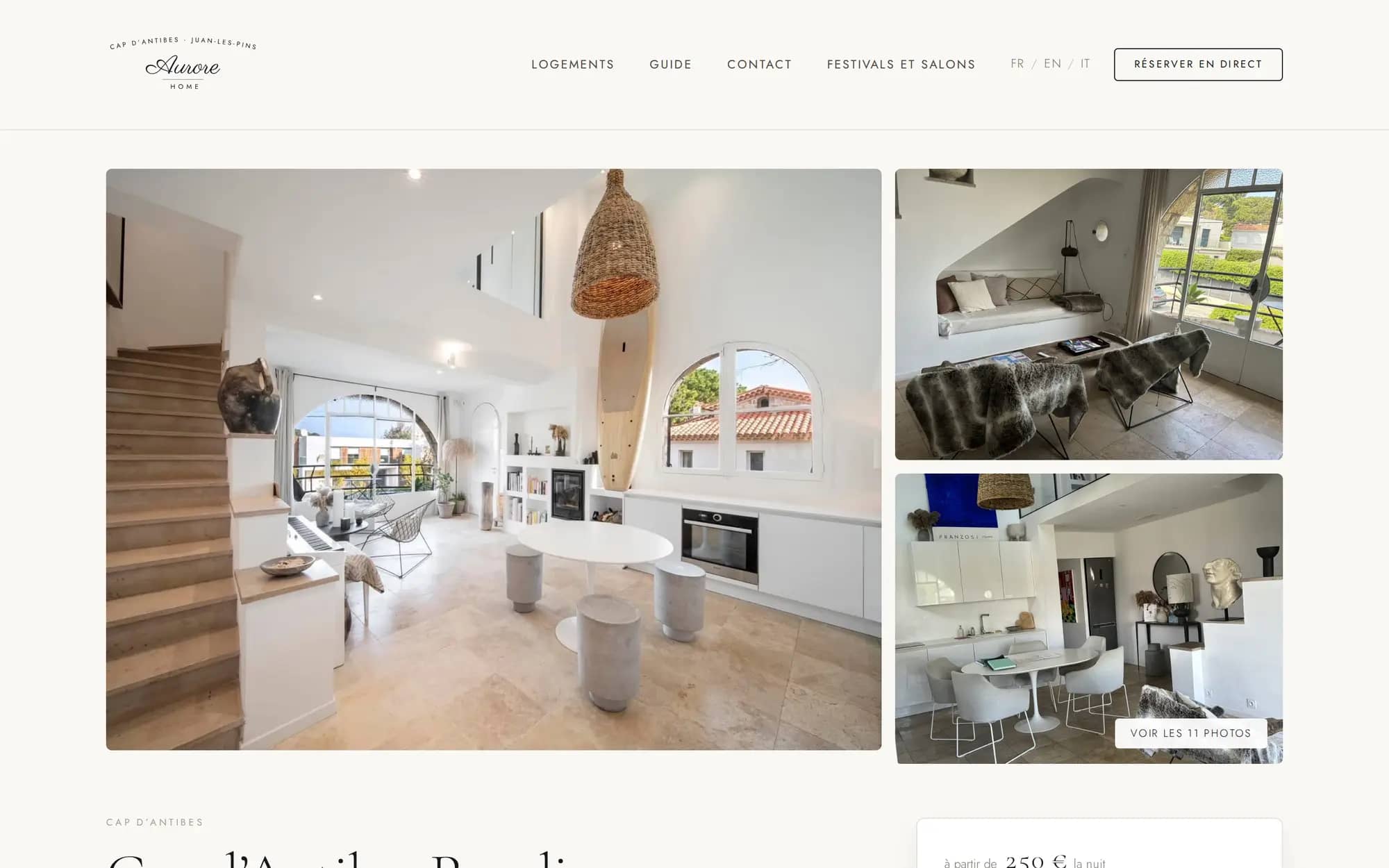 La fiche de l’appartement Cap d’Antibes Paradise sur ordinateur