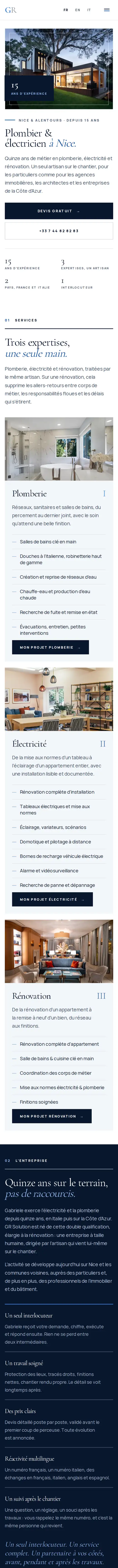 Page d’accueil de grsolution.fr sur téléphone, qui défile