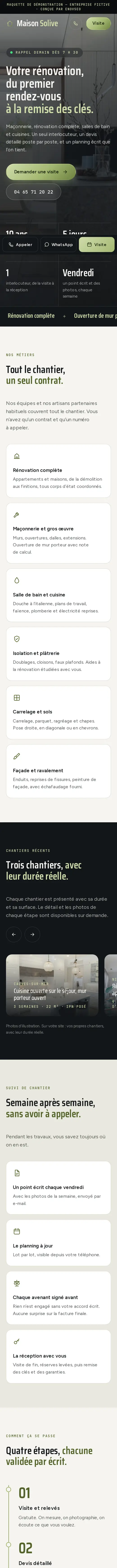 Maquette bâtiment (Maison Solive) sur téléphone, qui défile
